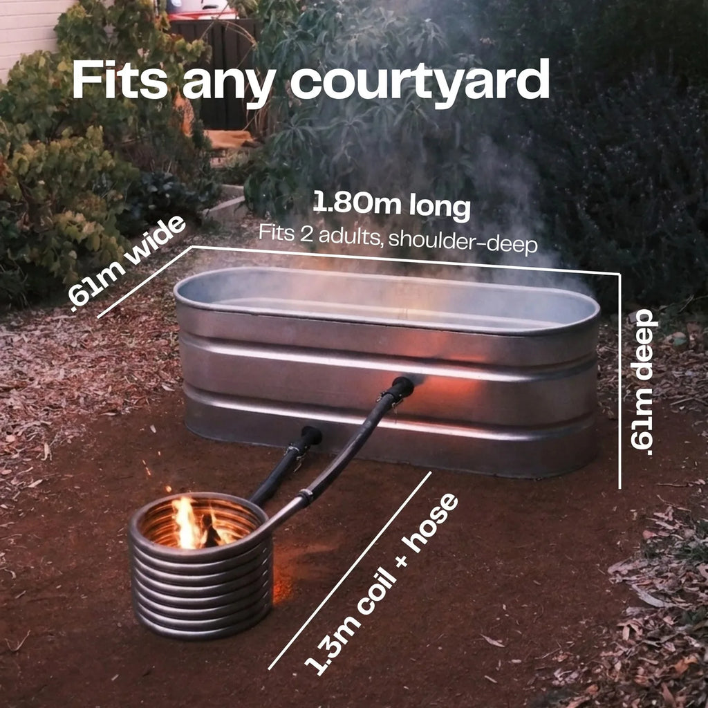Wood fired hot tub dimensions 1.8m long 0.61m wide 0.61m deep