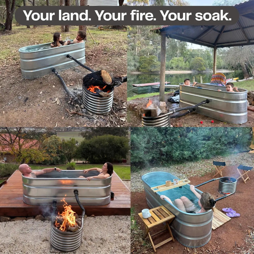 Wood fired hot tubs set up on customer properties