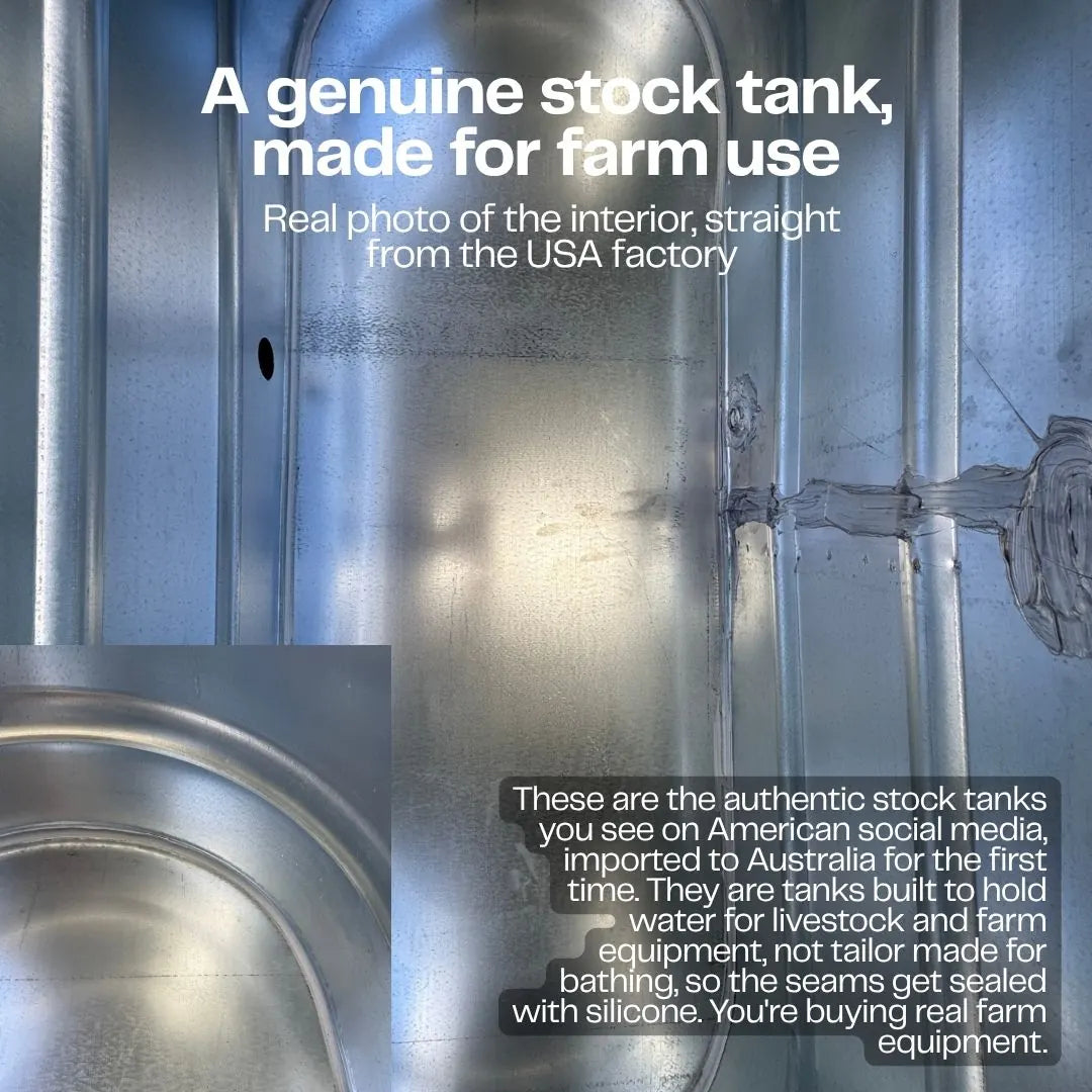 Interior of a genuine USA made galvanised stock tank